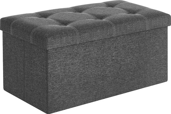 Canapé gris foncé avec rangement, pliable, coffre de siège, tabouret, housse imitation lin, idéal pour chambre, couloir et salon