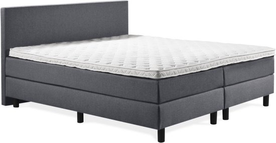 Boxspring Luxe 160x220 Glad Antraciet Lederlook