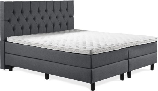 Boxspring Luxe 180x220 Capiton Antraciet Lederlook