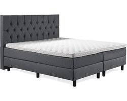 Boxspring Luxe 140x200 Capiton Antraciet Lederlook
