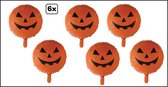 6x Folieballon Pompoen (45 cm) - Halloween - Thema feest Creepy verjaardag festival party fun folie ballon griezel