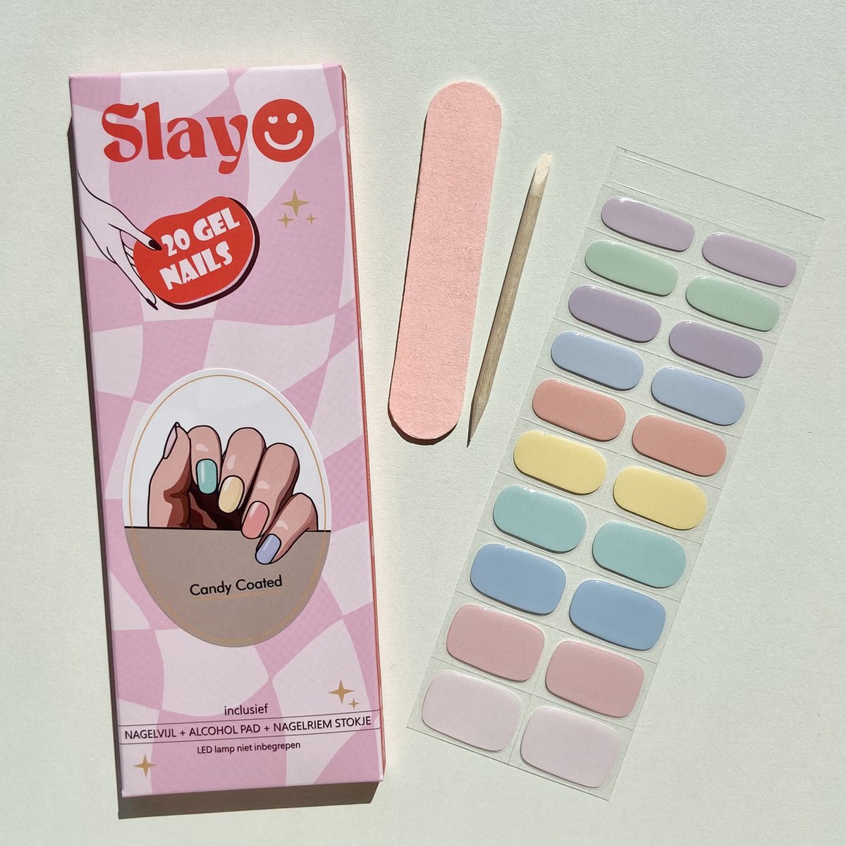 Slayo© - Gellak Stickers - Candy Coated - Nagelstickers - Gel Nail Wraps - Nail Art Stickers - Nail Art - Gellak Nagels - Gel Nagel Stickers - Nail Wraps - LED/UV lamp nodig