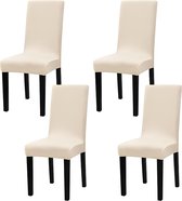 Stoelhoezen, set van 4 stuks, afneembaar, wasbaar, stretch, stoelhoes met elastiek, voor hotel, banket, restaurant, huis, feest, bruiloft (beige, 4 stuks)