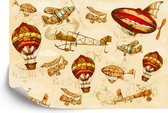 Fotobehang Vintage Vliegtuigen En Ballonnen Over De Hele Wereld Ii