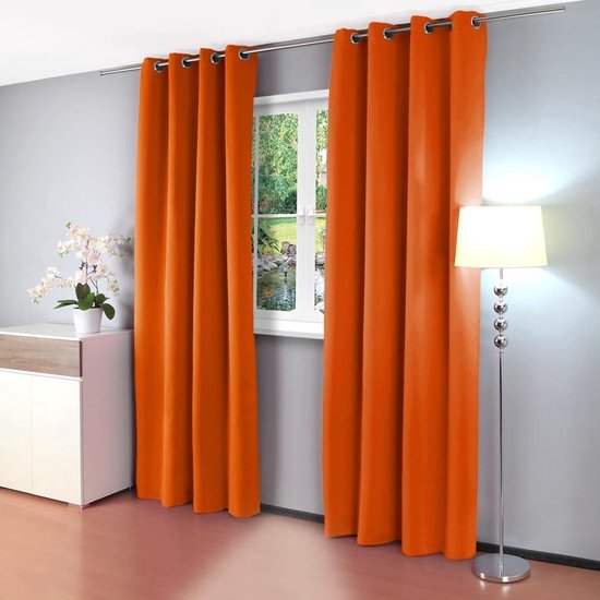 Rideau thermique occultant orange 140x260