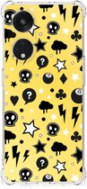 Case OPPO A98 GSM Hoesje met doorzichtige rand Punk Yellow