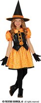 Fiestas Guirca - Oranje glitter heks meisjes (10-12 jaar) - Carnaval Kostuum voor kinderen - Carnaval - Halloween kostuum meisjes