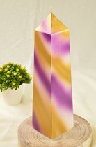 Exclusieve XXL Obelisk kaars, hoogte: 34 cm in GOUD, LILA en WIT - Gemaakt door Candles by Milanne BEKIJK VIDEO