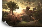 Fotobehang Dinosaurussen Bij Zonsondergang