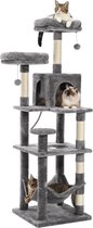 GooodGear Kattenboom - Krabpaal Met 7 Verdiepingen - Met 3 Platformen & 2 Balletjes - Inclusief Hangmat & Huisje - Ook Geschikt Voor Kittens - Grijs