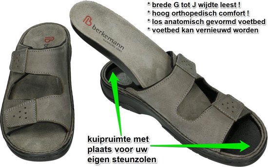 Berkemann -Heren - grijs - pantoffels & slippers - maat 43.5