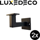 2x LuxeDeco Trapleuning Houder - Zwart (Fijnstructuur Poedercoat)
