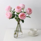 Real Touch Peony`s - Pioenrozen - Pioenroos - Pink - Roze - Kunstbloemen - Kunst Rozen - Kunst Boeket - Roos - 45 CM - Zijden Bloemen - Latex Bloem - Bruiloft - Wedding