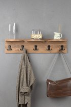 Kapstok - Hanger - Wandkleerhanger - Wandhanger - Wandkapstok - Ovale Plankhanger - 5x2 Haken - 80 cm - Walnoot/Okkernoot