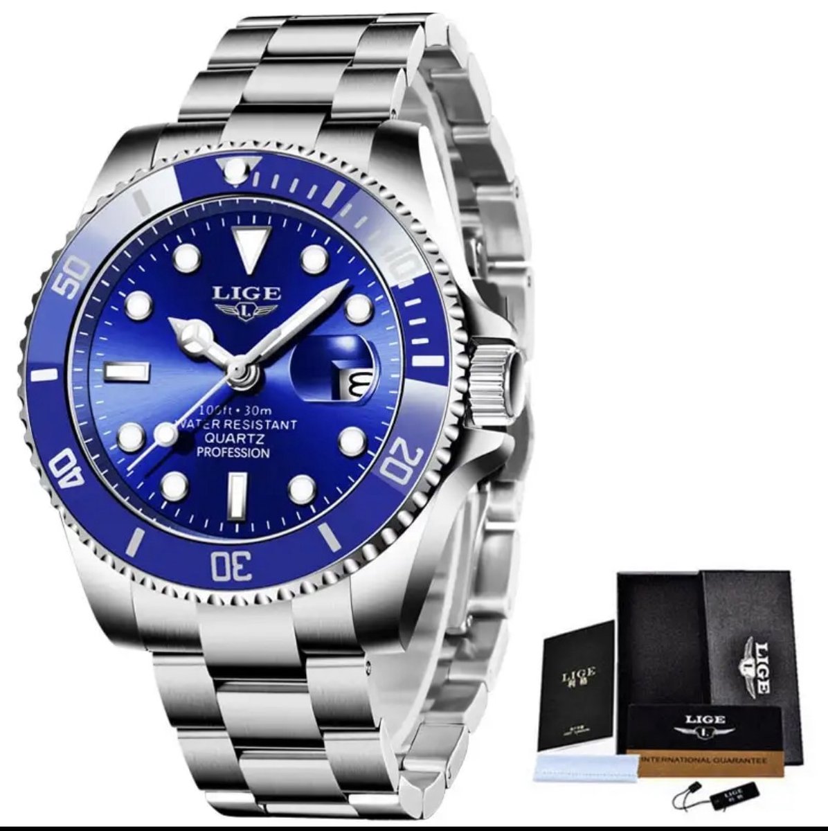 ALP LIGE Herenhorloge - Horloge voor mannen - Luxe zilver blauw Design - Heren Horloge - Ø42