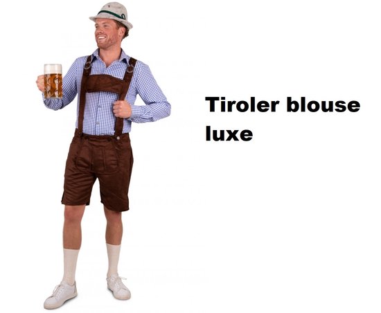 Luxe Tiroler blouse blauw/wit mt.M - Oktoberfest thema feest festival bier party