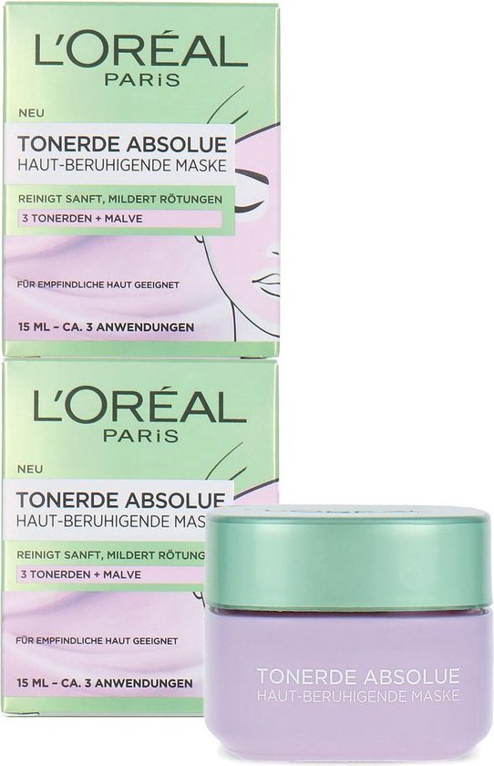 L'Oréal Pure Clay Soothing Masker - 2 x 15 ml (2 stuks)