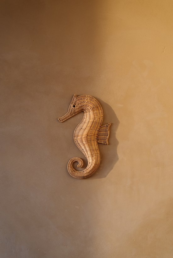 Studio Wildflower Sadie the Seahorse small - Rotan dier zeepaard voor aan de wand - Kinderkamer decoratie - wanddecoratie