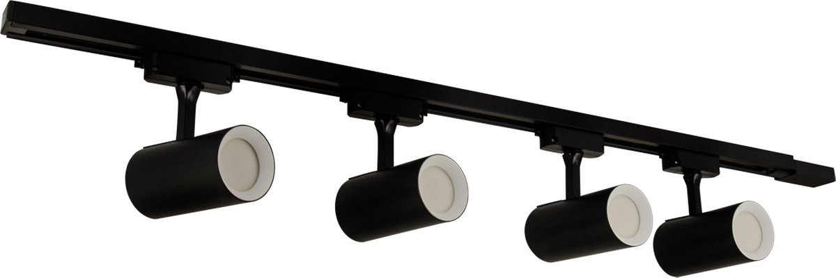 LUTER 1-Fase Railverlichting - GU10 – 100cm – I-vorm - 4 spots - Railsysteem - Zwart