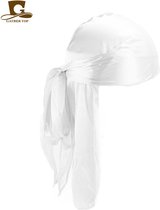 Durag - Hoofddeksel - Hoofddoek - Silky durag - Wave cap - Haarnet - Haardeksel - Wit