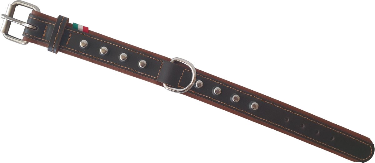 JACK AND VANILLA Studs Halsband - 45/5001 - Echt Leder - Bruin / Cognac - Nekomtrek: 27 - 32,5 cm (GELIEVE ALVORENS BESTELLEN OPMETEN)