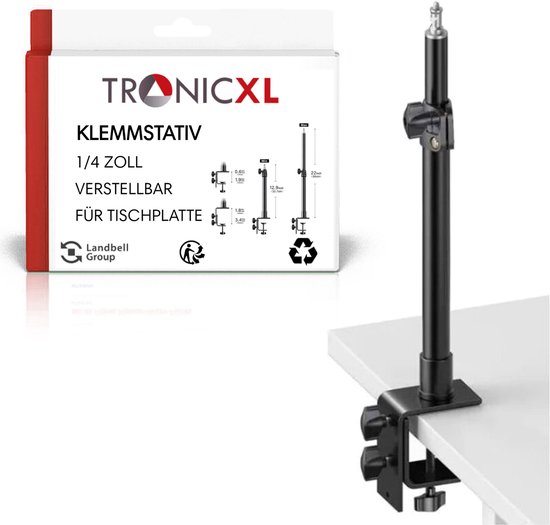 TronicXL tafelklem - statiefbevestiging voor uw webcam,I klem statief in hoogte verstelbaar, I geschikt voor Logitech, C920, 4K, C925e, C922x, C922, C930e, C930, C615