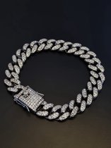 ICYBOY 18K Massieve Miami Heren Armband Verguld Zilver [SILVER-PLATED] [ICED OUT] [20 cm] - Cuban Link Chain Urban Bracelet l Heren ketting l Mannen Ketting l Vrouwen ketting l Dames ketting l armband heren l armband dames
