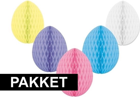 Décoration de 5 œufs de Pâques aux couleurs pastel