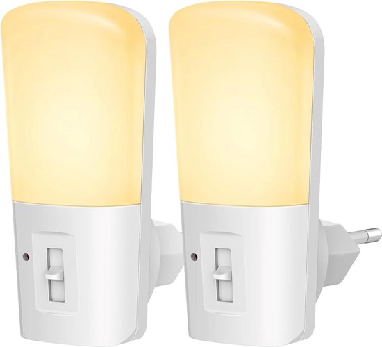 Qumax LED Nachtlampje Stopcontact 2 stuks - Dimbare Nachtlampjes met Sensor - Nachtlampje Babykamer - Nacht Lamp - Dag en Nacht Sensor - Kinderen & Baby - Wit