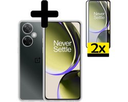 Hoesje - Met 2x Screenprotector - Geschikt voor OnePlus Nord CE 3 Lite - Sterk & Shockproof - Back Cover - Siliconen Case - Telefoon Hoes - Telefoonhoesjes - Transparant