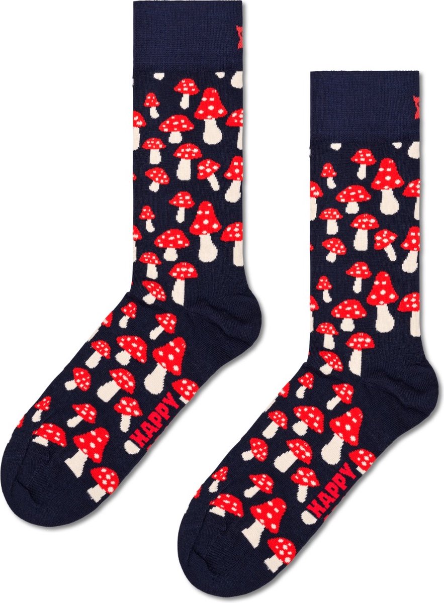 Happy Socks Mushroom Sock Unisex sokken blauw - Maat 36-40