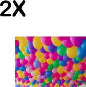 BWK Textiele Placemat - Feestelijke Ballonnen in Veel Kleuren - Set van 2 Placemats - 35x25 cm - Polyester Stof - Afneembaar