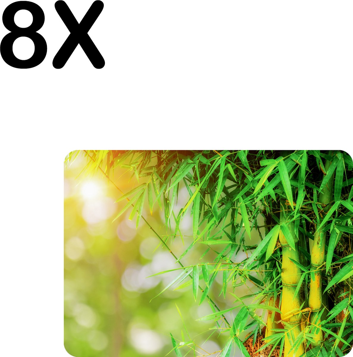 BWK Flexibele Placemat - Groene Bamboo - Set van 8 Placemats - 35x25 cm - PVC Doek - Afneembaar