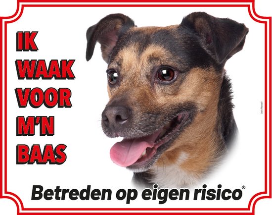 Foto: Jack russell terrier waakbord ik waak voor mijn baas