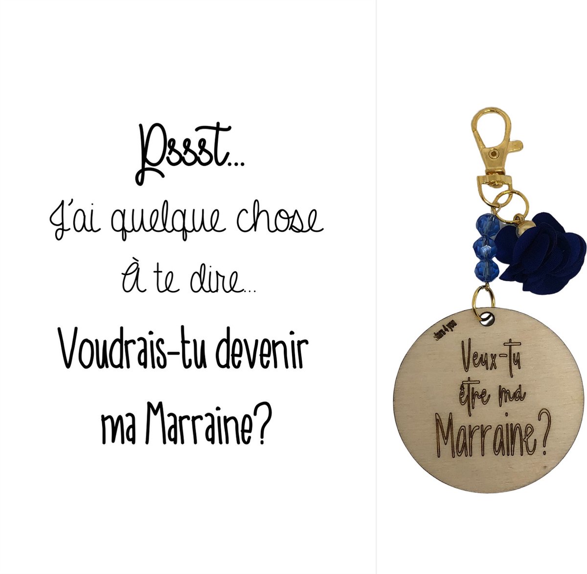 Porte-clés Veux-tu être ma marraine? | beige | pour la vie | bol