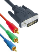 Powteq - DVI naar RCA (RGB) kabel - 3 meter - DVI 24 + 5 pins - RGB RCA - Gold-plated