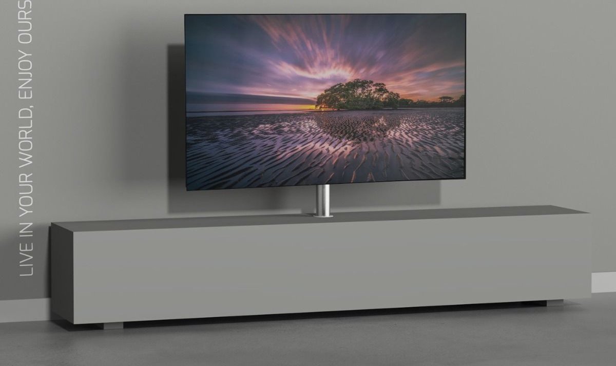 Cavus Mount 150S - Tv Meubel Inbouw Set - Ø 60 mm Kolom Geborsteld RVS & VESA 400x400 montageplaat