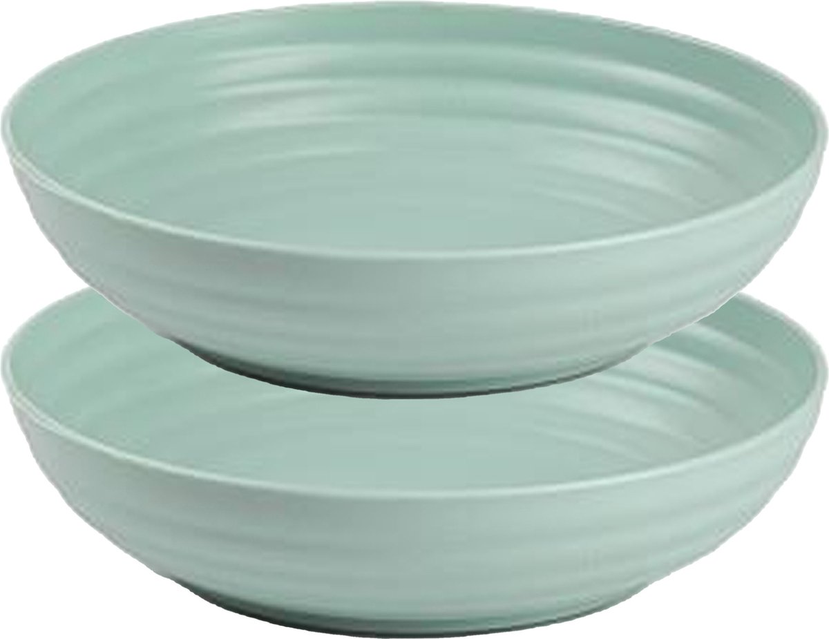 Plasticforte Kommetjes/schaaltjes - 4x - dessert/ontbijt - kunststof - D22 x 5.5 cm - mintgroen