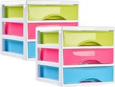 Plasticforte Ladeblokje/bureau organizer 2x lades - multi colour - L18 x B21 x H17 cm - plastic