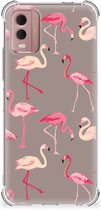 Hoesje met naam Nokia C32 Telefoonhoesje met doorzichtige rand Flamingo