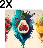 BWK Flexibele Placemat - Fruit Splashes Art - Set van 2 Placemats - 40x40 cm - PVC Doek - Afneembaar