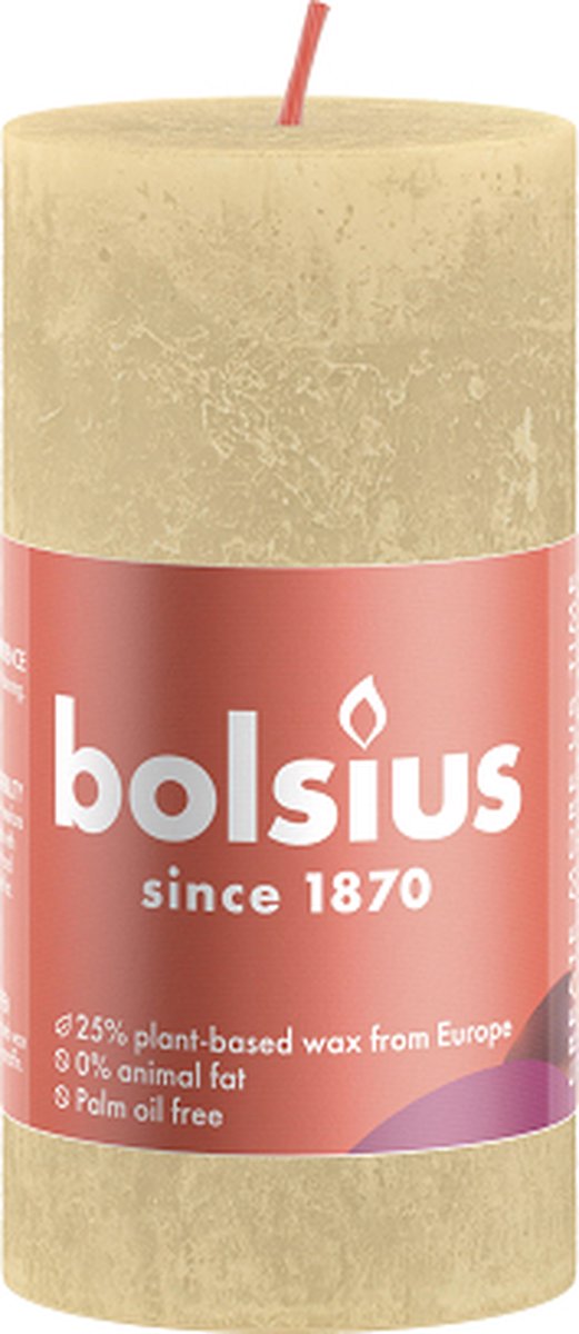 Bolsius 8 stuks Bolsius beige rustiek stompkaars 100/50 (30 uur) Oat Beige
