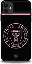 Inter Miami clublogo hoesje iPhone 11 backcover softcase zwart roze