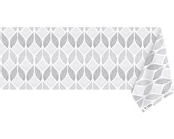 Raved Katoen Tafelzeil Vierkantjes  140 cm x  240 cm - Grijs - Waterafstotend - Bloemen Patroon - Uitwasbaar Tafelzeil