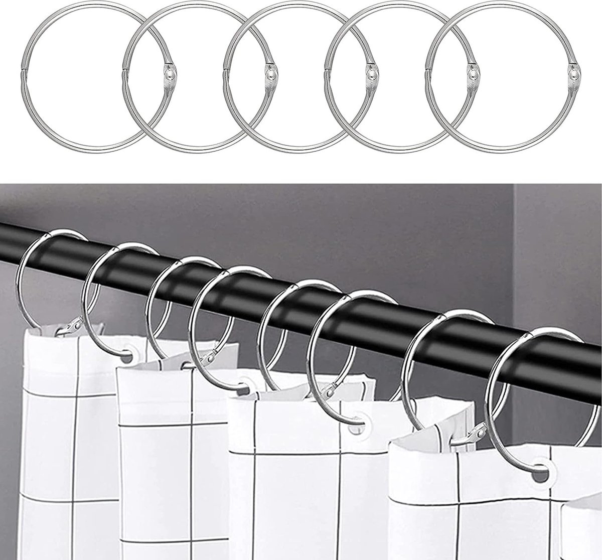 24pcs douchegordijn ringen douche gordijn haak roestvrij douche gordijn