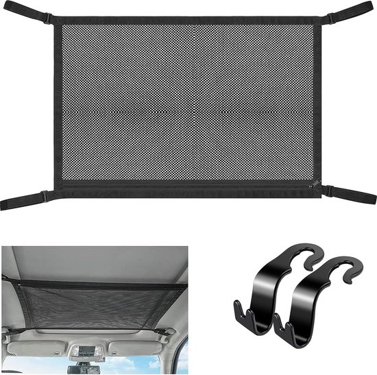 Filet de chargement pour toit de voiture, sac de rangement pour plafond de  coffre de voiture avec fermeture éclair (noir)