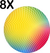 BWK Luxe Ronde Placemat - Gekleurd Patroon - Set van 8 Placemats - 40x40 cm - 2 mm dik Vinyl - Anti Slip - Afneembaar