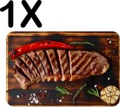 BWK Luxe Placemat - Gegrilde Biefstuk met Peper op Houten Ondergrond - Set van 1 Placemats - 45x30 cm - 2 mm dik Vinyl - Anti Slip - Afneembaar