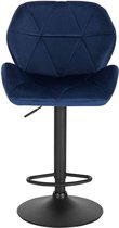 Barkruk Comfy Blauw - Met rugleuning - Stevig- Velvet - Set van 1 - Keuken - Barstoelen ergonomisch - Verstelbaar in hoogte - Zithoogte 60-82cm