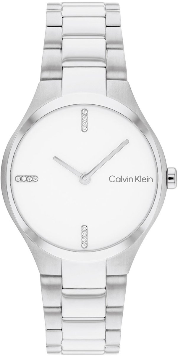 Calvin Klein CK25200332 Admire Dames Horloge - Mineraalglas - Staal - Zilver - 30 mm breed - Quartz - Vouw-Vlindersluiting - 3 ATM (spatwater)
